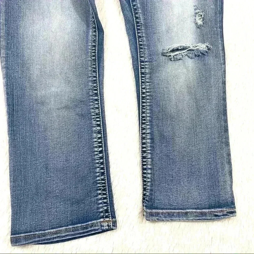 Indigo Blue Secret Fit Belly Flap Picket Stretch Western Maternity Crop Jeans L - Picture 10 of 16